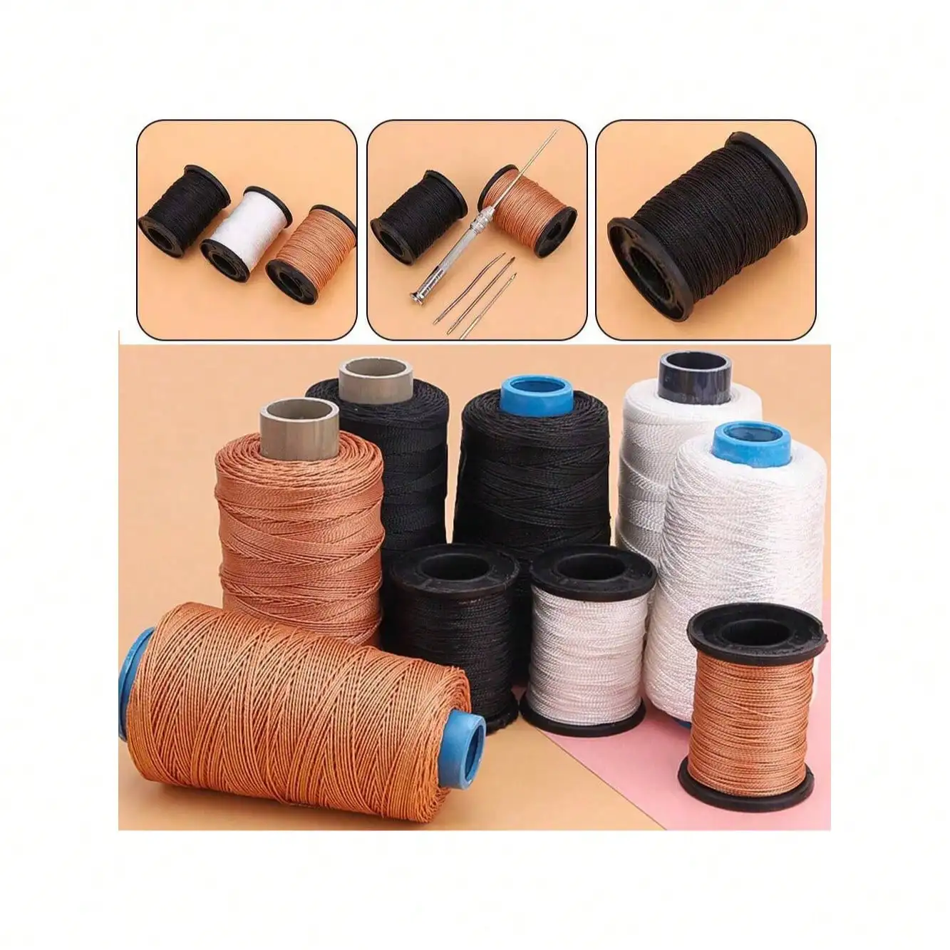 1 Roll (50M or 300M) Durable Strong Nylon Leather Sewing Waxed Thread for Craft Repair Shoes Hand Stitching Sewing Tool