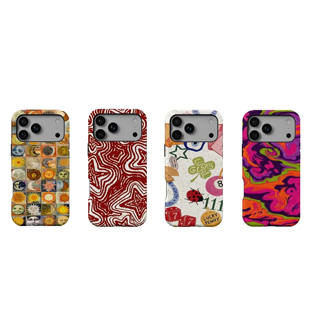 Psychedelic Retro Phone Case for Samsung Galaxy S23 S24 S25 S26 Plus Ultra Edge 5G Luxury Double-layer Back Cover