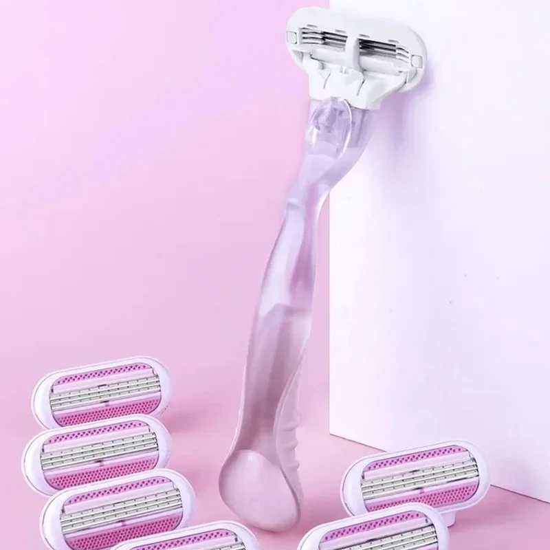 Safety Razor Blades Women Beauty Bikini Hair Removal Shaving Blades Set Shaver 3-Layer Replacement Heads ﻿