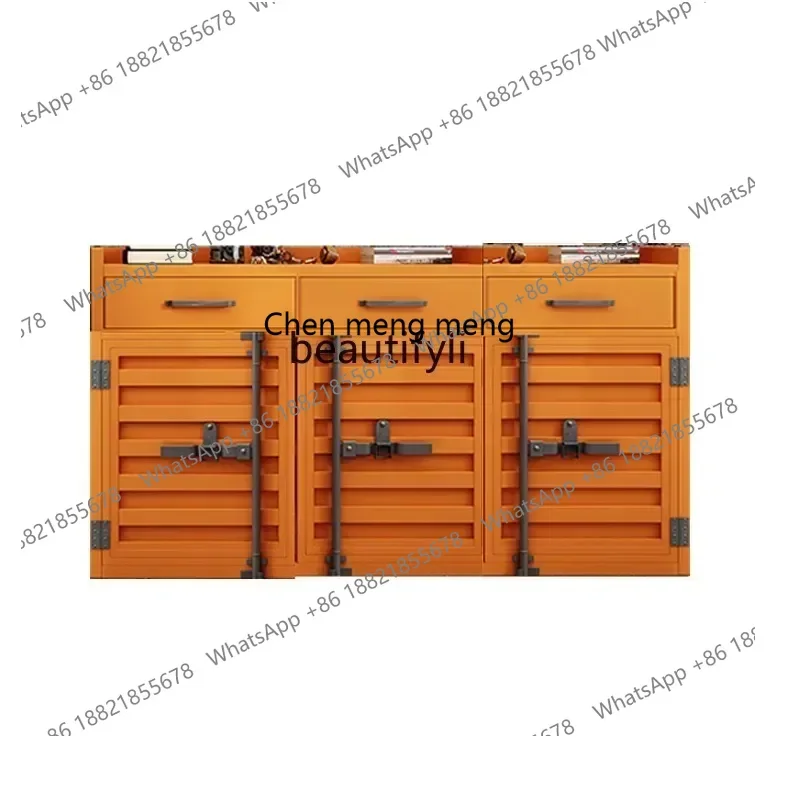 SS new styleRetro storage locker, container locker, industrial style wrought iron dining side cabinetss 7486 ss 7486