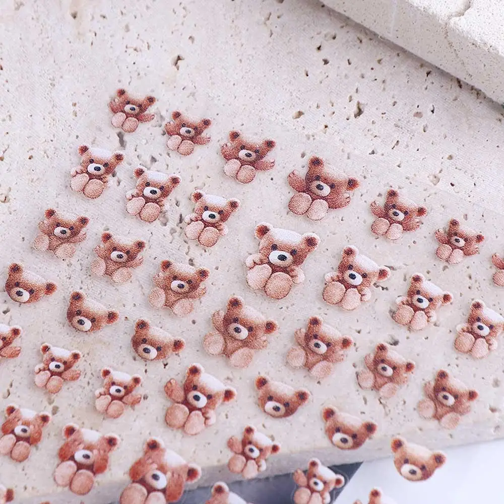 5D Thin Tough Nail Foil Decals Little Brown Bear Self-Adhesive Decal DIY Nail Art Bear Nail Polish Sticker 3D Nails Sticker