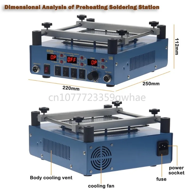 BGA repair station PCB preheater iron hot air gun welding station maintenance tool 863 welding station 3-in-1