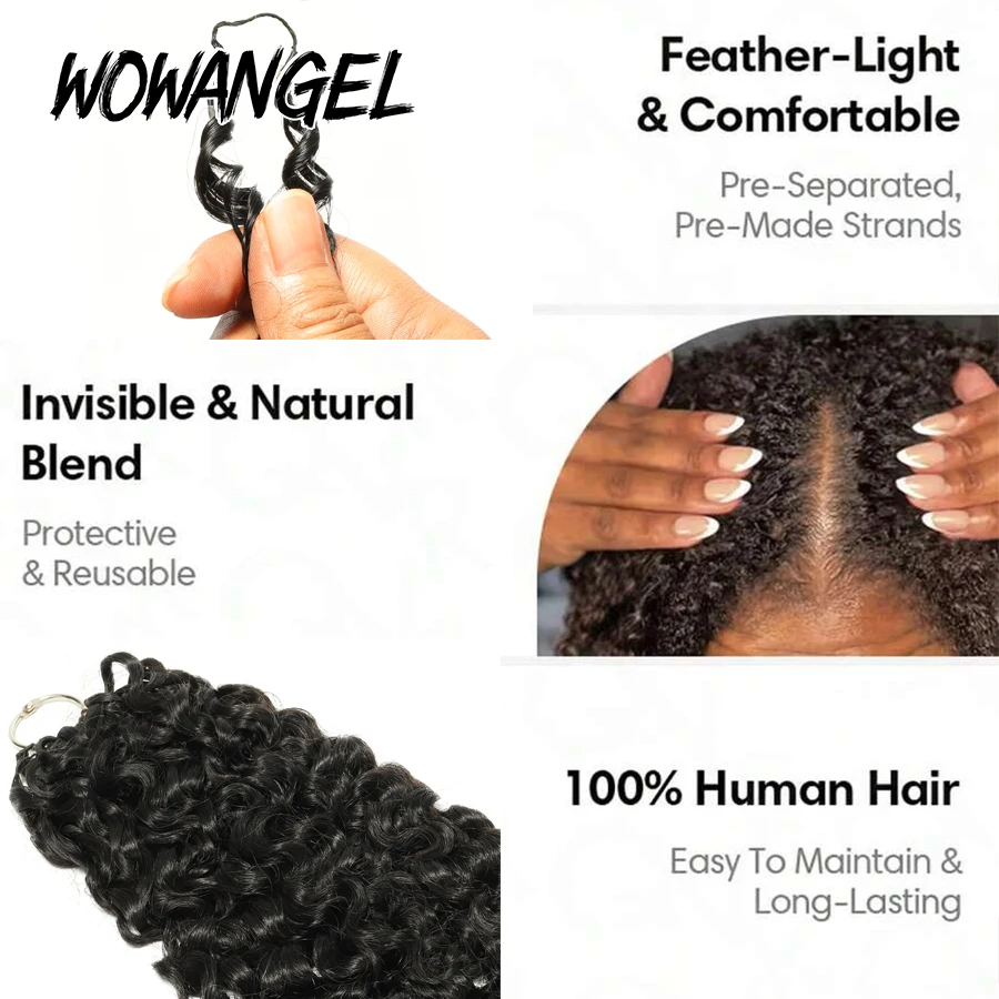 12A Burmese Curly Crochet Human Hair Knotless Pre-Separated Crochet Hair Extensions With String Curly Pre-Looped Feather Hair