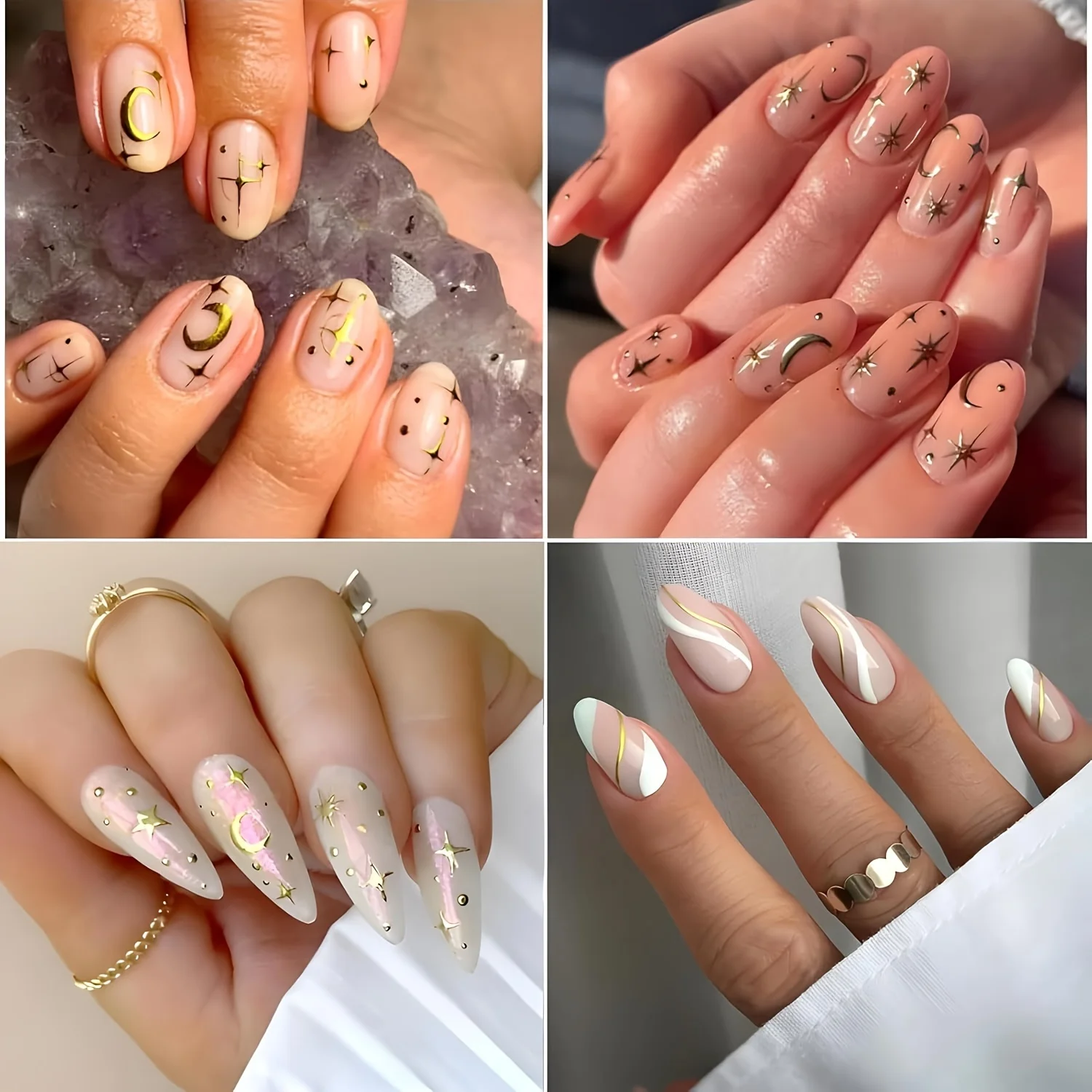 สติ๊กเกอร์ติดเล็บสีทอง 30 แผ่น - หัวใจ 3 มิติแบบมีกาวในตัว สีทองเมทัลลิก (มีเน้นหลายสี) - ไม่ต้องใช้กาว