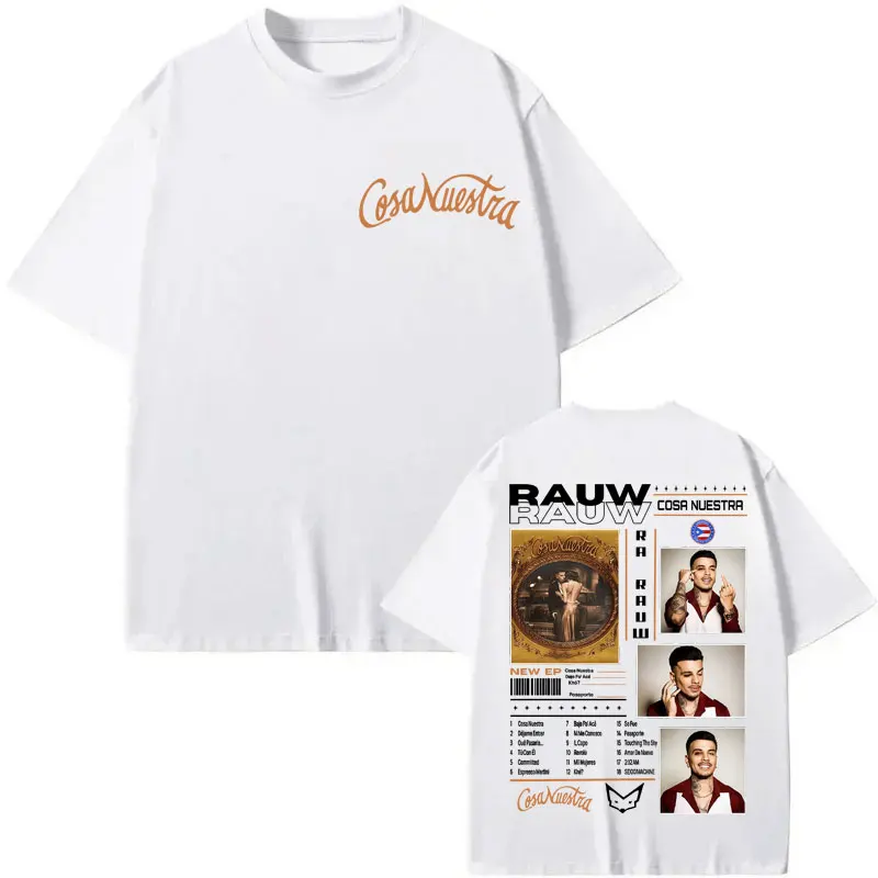 Rapper Rauw Alejandro Cosa Nuestra Merch T Shirt Men Women Clothing Fashion Hip Hop T-shirt Summer High Quality Cotton T-shirts