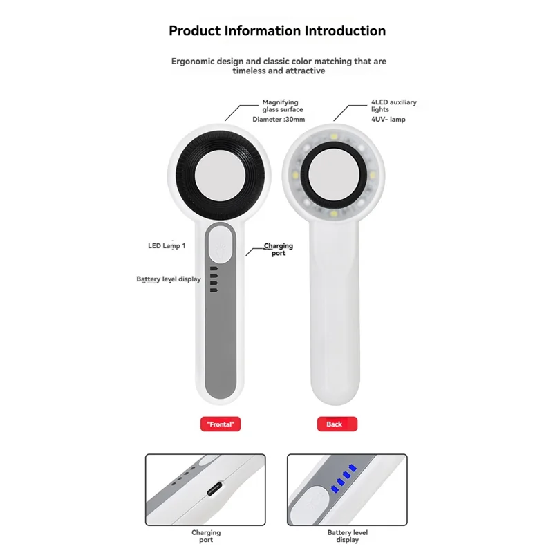 GTBL Portable Handheld 60X Illuminated Magnifier Magnifying Glass Lens With 8 LED Light Aid Reading For Seniors