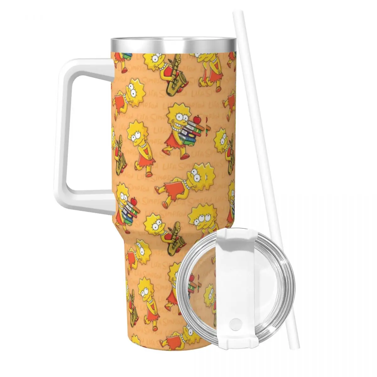 The S-Simpsons Stainless Steel Tumbler Camping Car Mugs Large Capacity Thermal Mug Keep Heat Cold and Hot Milk Tea Water Bottle