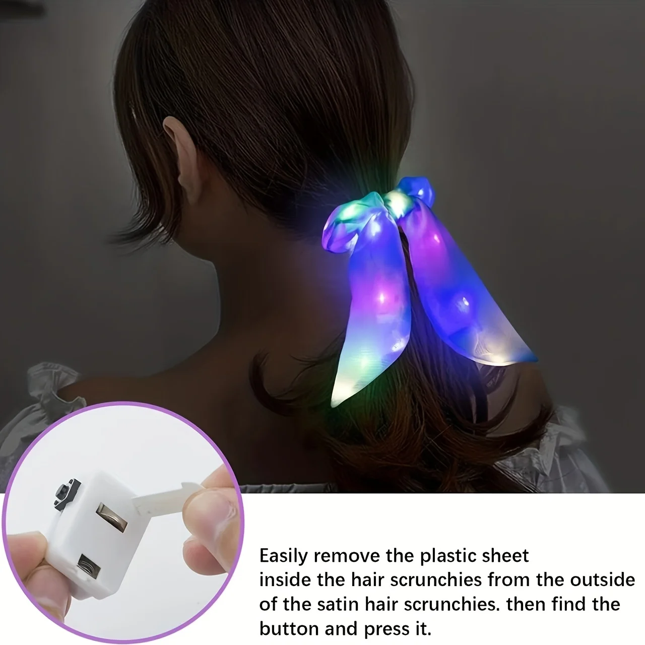 1/5Pcs Light Up Scrunchies LED Scrunchies for Girls Neon Hair Scrunchie Colorful Elastic Hair Tie 3 Light Mode Glow in the Dark