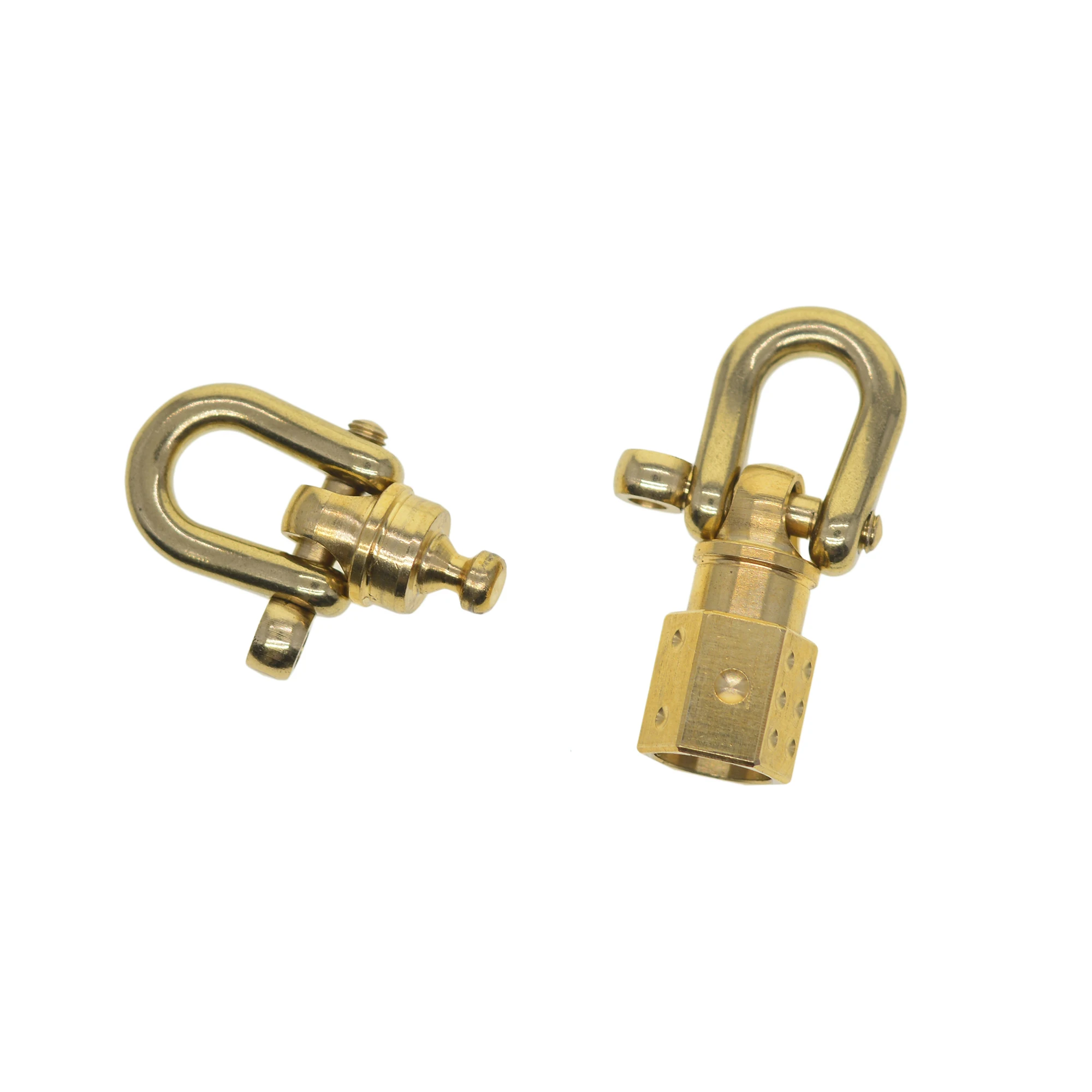 Super fine Solid brass Pull quick release swivel detachable keychains screw brass shackle carabiner DIY EDC Tool