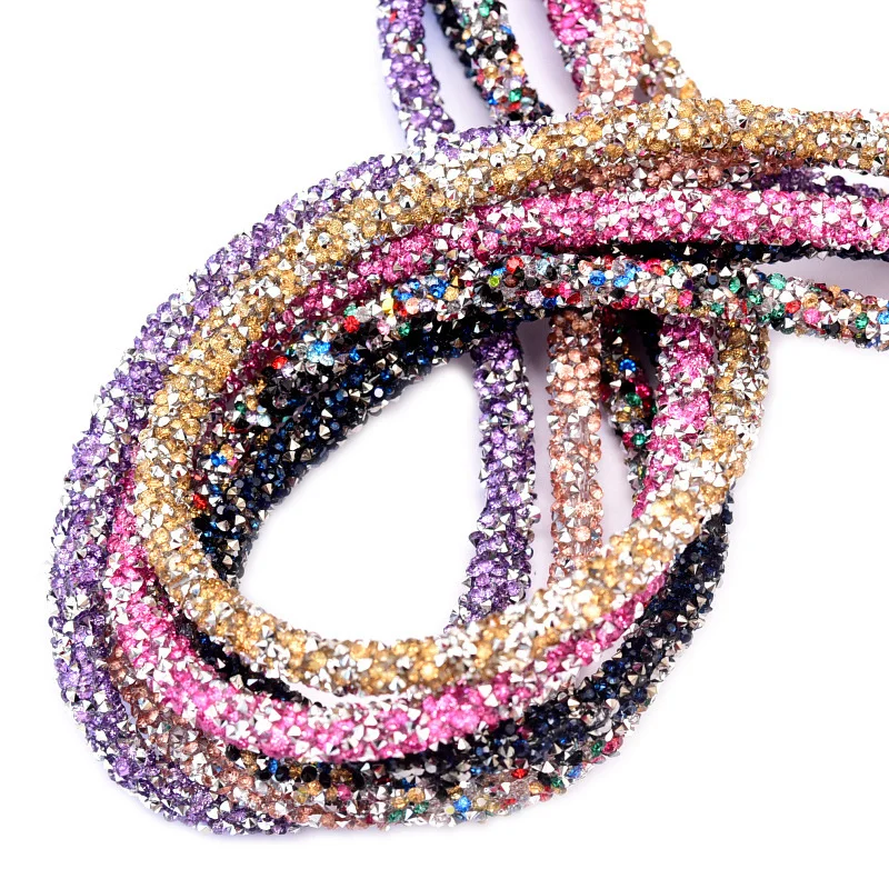 1 Yard 6mm Rhinestone Tube Cord Rope Resin Chain Sew On Rhinestone for party material