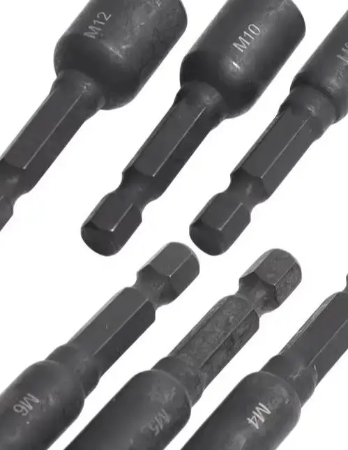 

6-Piece Pack Self-Tapping Socket Adapter For 6/8/10mm/1/4"/5/16" Threaded Nuts Or Bolts, 1/4-inch Hex Shan