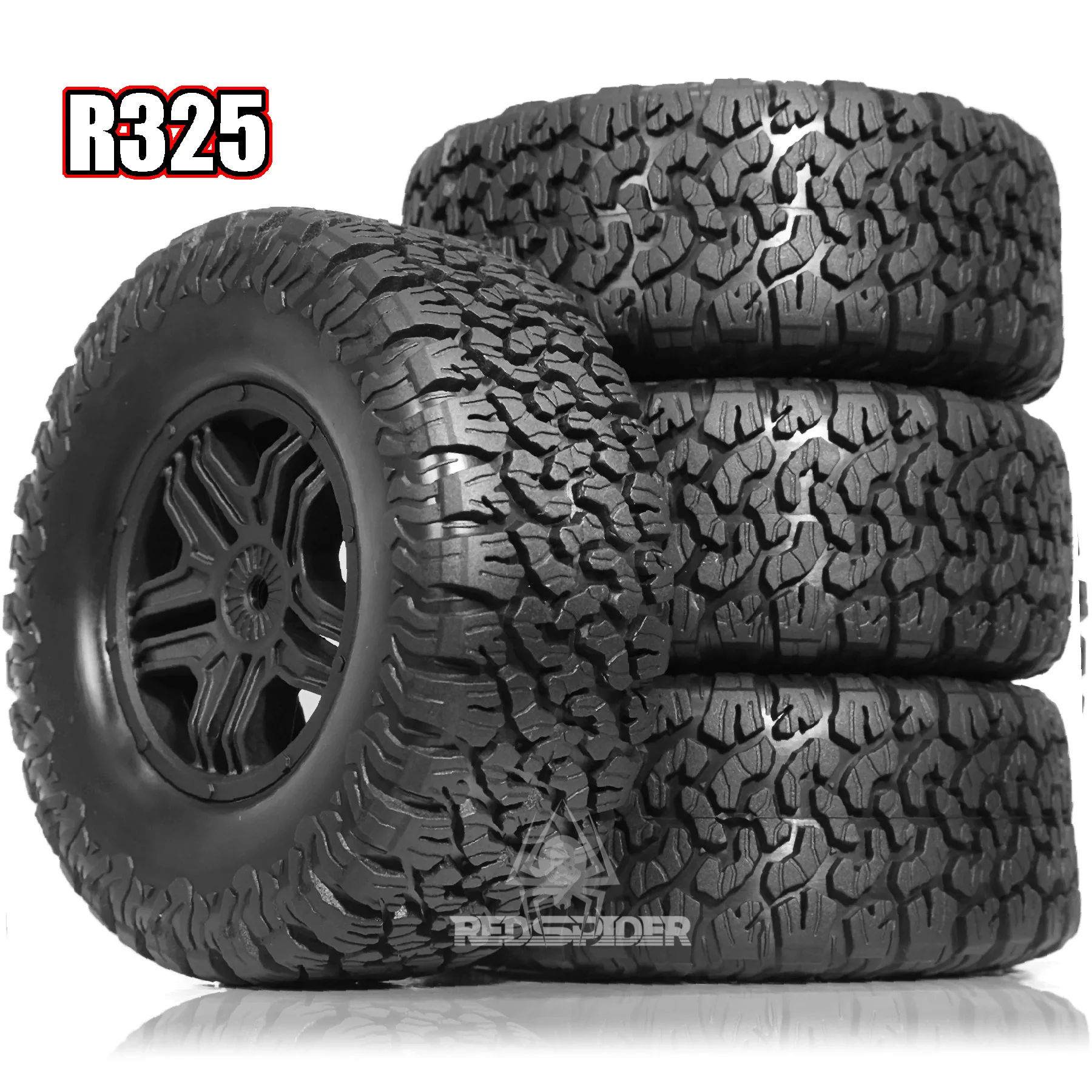 1/10 12mm Hex Short Course SC Trucks Wheels and Tires（4pcs） OD 4.45'' for 1/10 RC Off-Road Car Slash Arrma Losi Tenacity Vkar