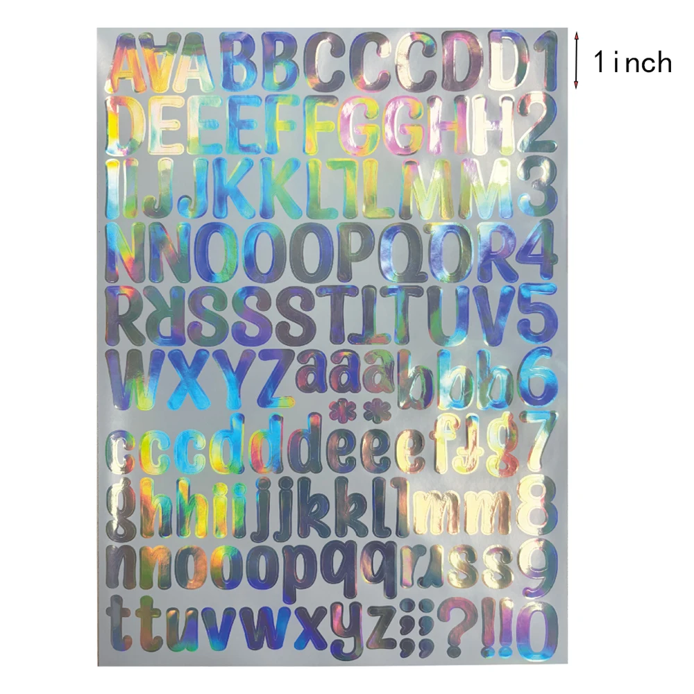 3 Sheet Waterproof Laser Name Stickers Number Letter Sticker Label Custom DIY Cup Mug Sticker Gift Card Stationery Decor Diary
