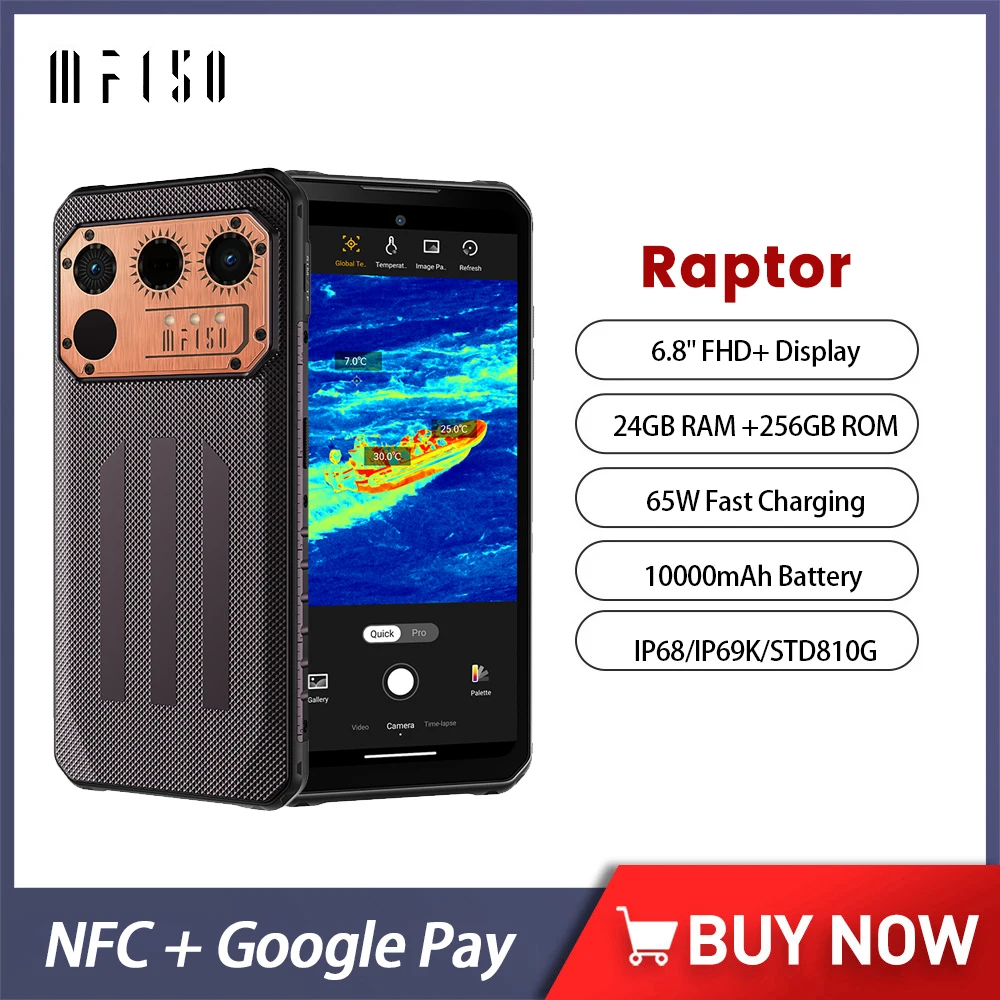 IIIF150 Raptor Phone Thermal Imaging 6.8 Inch 120Hz Ultra Thin IP68 Rugged Cellphone 12GB 256GB 108MP 10000mAh 65W Fast Charging