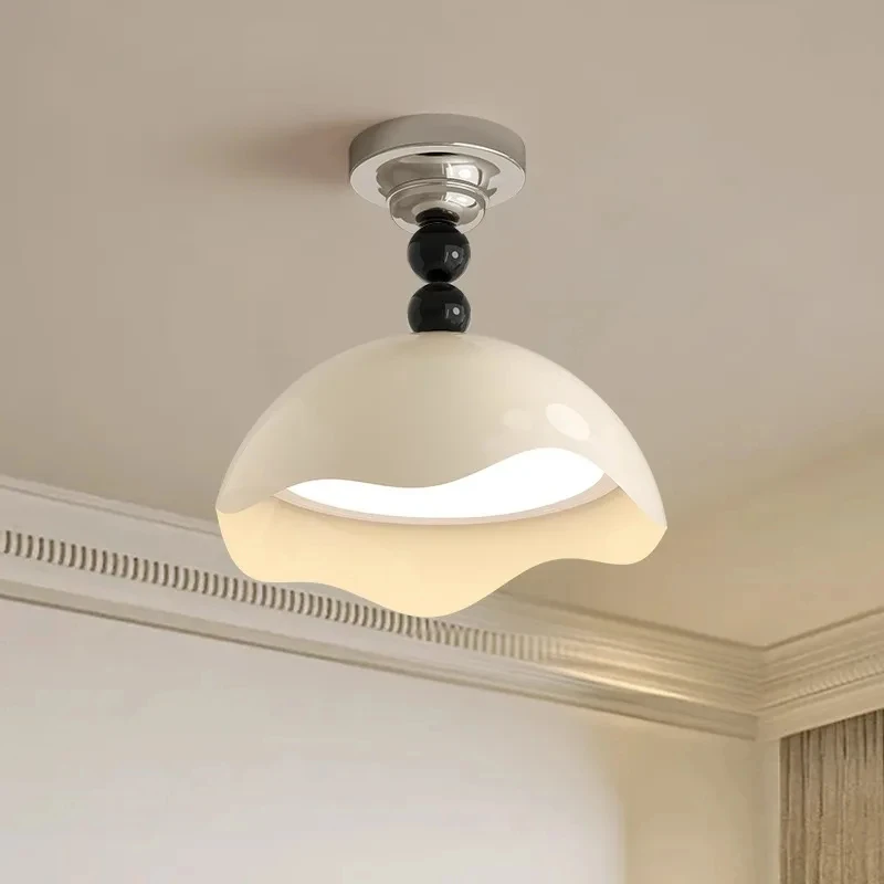 Cream Style Eggshell White Ceiling Light Modern Bedroom Study Living Room Wave Crest Ceiling Lamp Home Decor Lighting Fixture