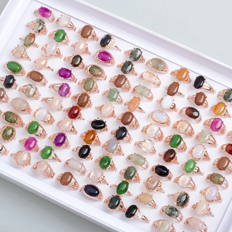 20 Pcs/Lot Bohemia Imitation Natural Stone Colorful Opal Crushed Shells Agate Finger Rings For Women  Joint Ring Gir Party Gifts