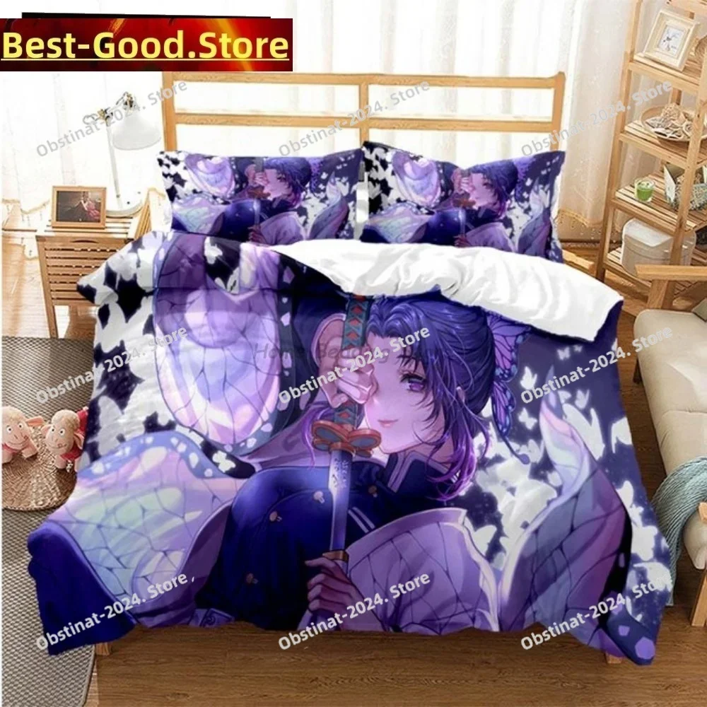 

Anime Demon Slayer Bedding Set Japanese Duvet Cover Full Queen King Size Pillowcase Bed Printed Aldult Kid Bedroom Single Twin