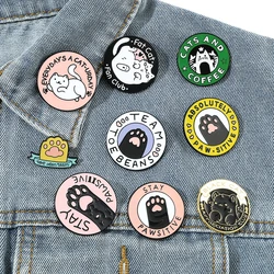 Cartoon Cats Club Enamel Pin Cat Planet Cafe Paw Badge Custom Kitten Brooches Lapel Pin Jeans Shirt Bag Cute Animal Jewelry Gift