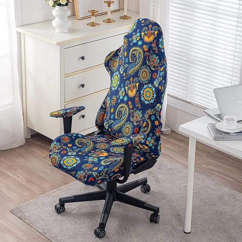 Universal Gaming Chair Cover Floral Stretch Rotating Office Chair Protector Armchair Slipcovers Seat Covers Splicover New