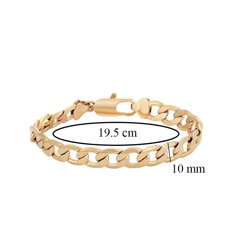 XP Jewelry -- ( 19.5 cm x 10 mm ) Classical Wide Figaro 1:1 Bracelets Necklaces For Men Women 18 k Gold PlatedFashion Jewelry