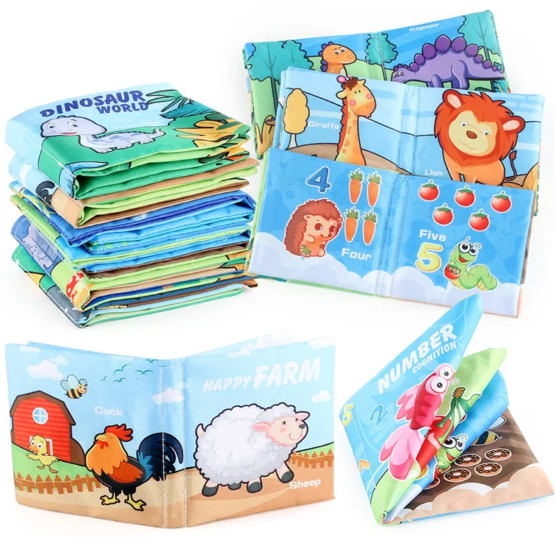 Soft Book Nontoxic Fabric Baby Cloth Books Early Education Toys Activity Crinkle Cloth Toy for Toddler Infants and Kids