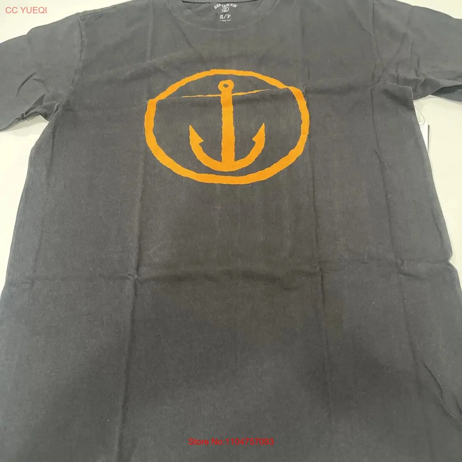 Camiseta Captain Fin OG Logo negra talla M vintage lavada, cómoda para uso diario, ropa de diseñador, streetwear unisex