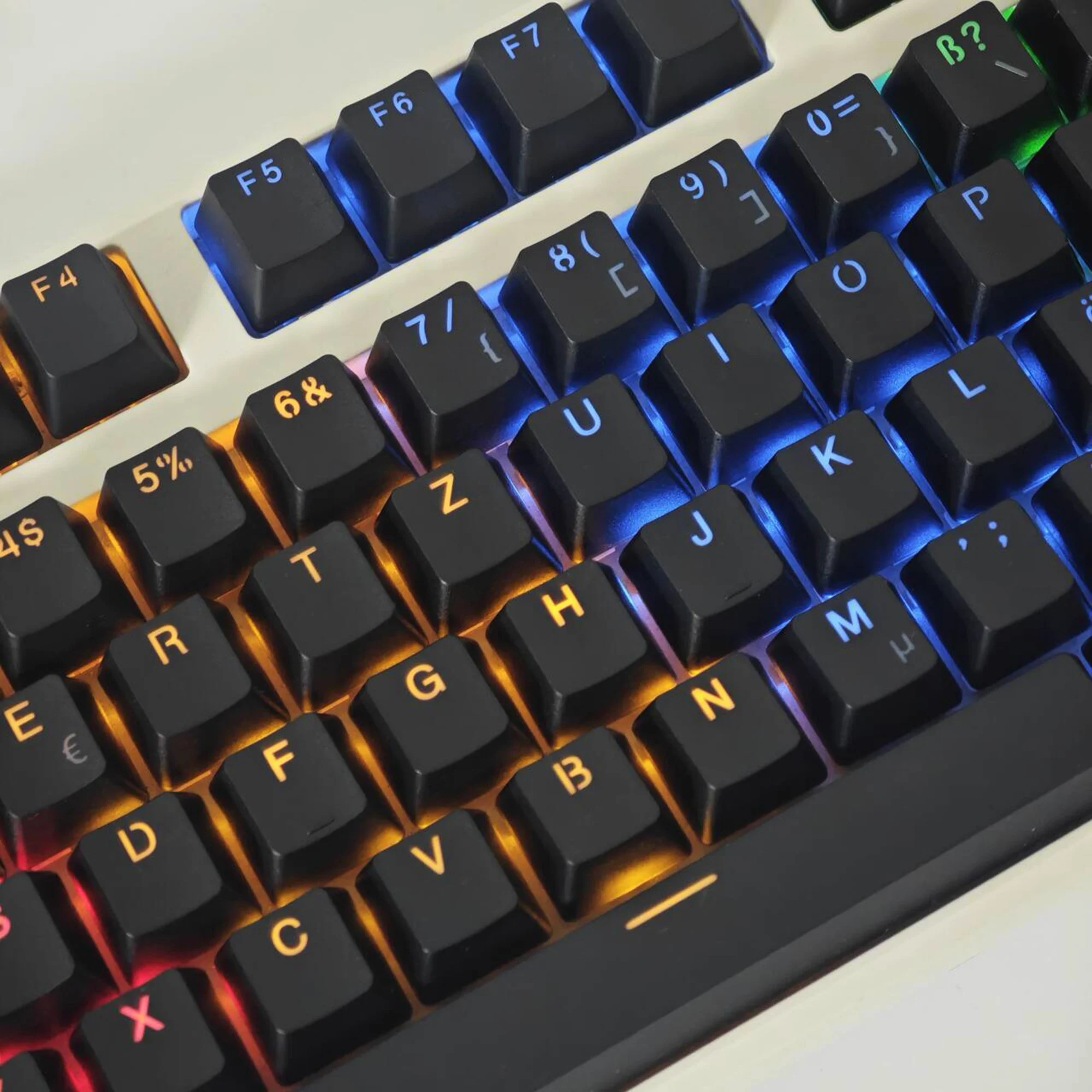 123 German QWERZ ISO Double Shot PBT Shine Through OEM Profile Keycaps For MX Switches 68 84 96 61 87 104 Mechanical Keyboard
