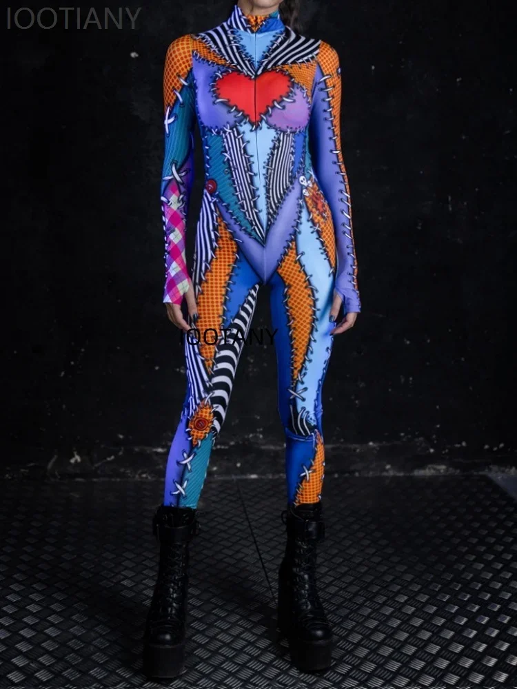 CosplayWomen مثير مهرج الجوارب هالوين كرنفال حفلة الفودو دمية زي مرحلة جوية الأداء تأثيري حلي Zentai Su