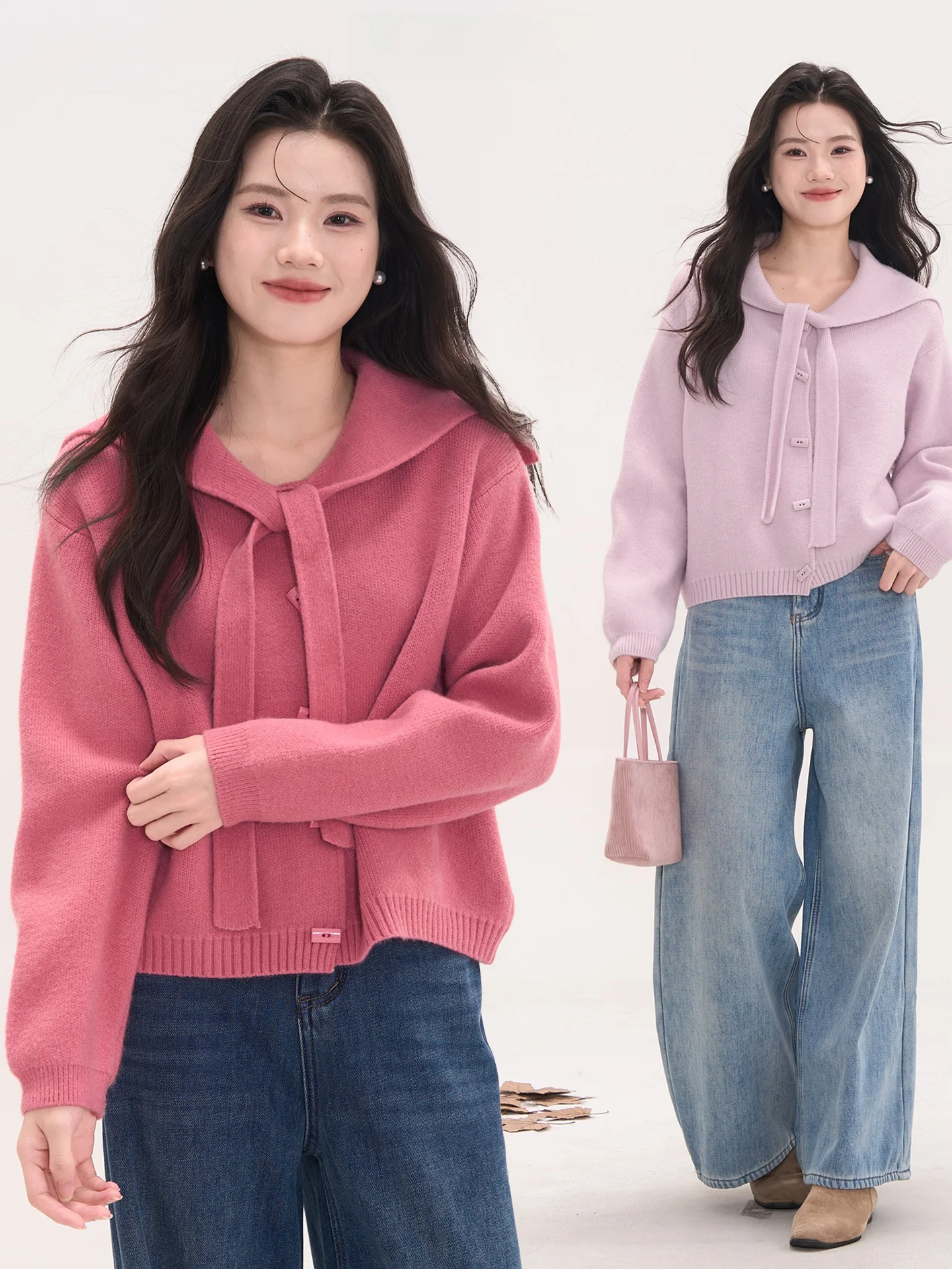 

Женский вязаный кардиган Ele с воротником-стойкой, свободного кроя, с длинными рукавами, на весну-осень, однотонный, стандартной длины, теплый