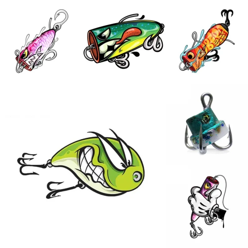 

Car accessory stickers, creative fishing bait, waterproof vinyl for laptop trunk, curved car windows