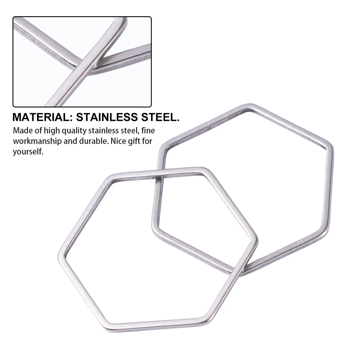 30Pcs Stainless Steel Hexagon Pendants Jewelry Making Pendants Mini Charms For Crafts For Jewelry Maker Necklace