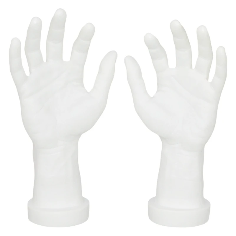A52E 2pcs Sturdy Faux Human Hands Mannequin Male Hand Realistic Display Props for Nail Training and Party Decorations