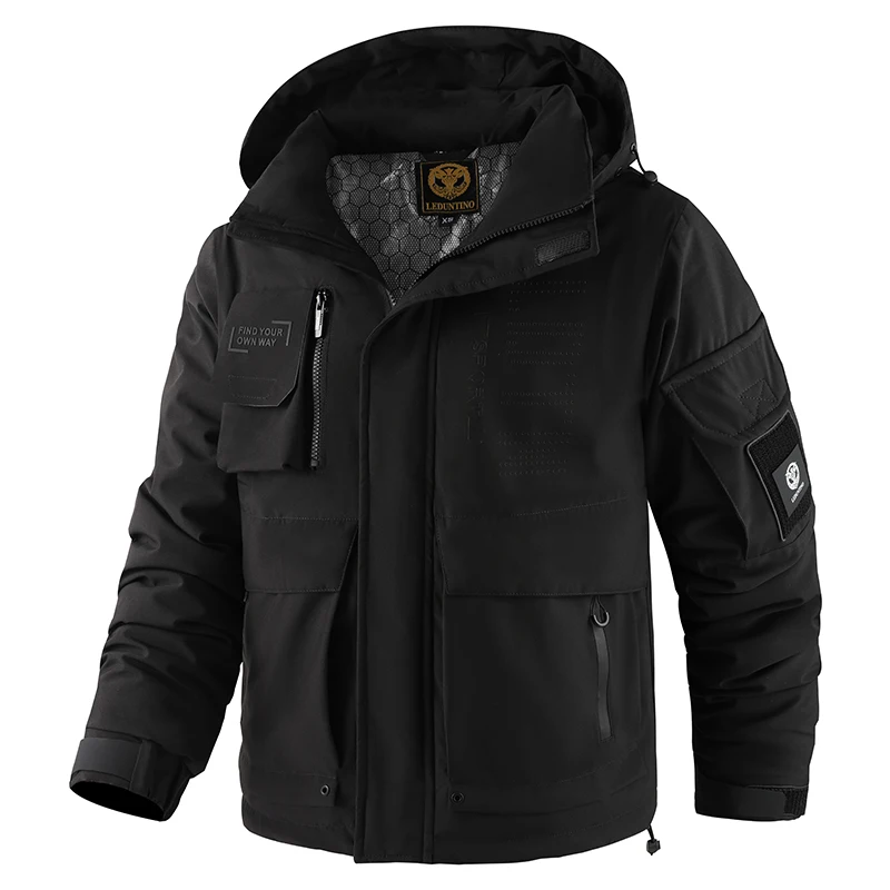 

Мужская тактическая куртка большого размера — водонепроницаемая, с несколькими карманами и защитой от разрывов, для тяжелых условий эксплуатации для активного отдыха и городских приключений