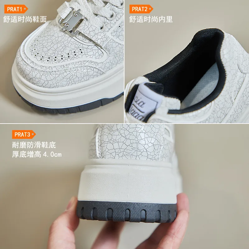 Thick-Soled Increase Women White Shoes Fashion Girls Sneakers Breathable Sports Casual Size 35-40