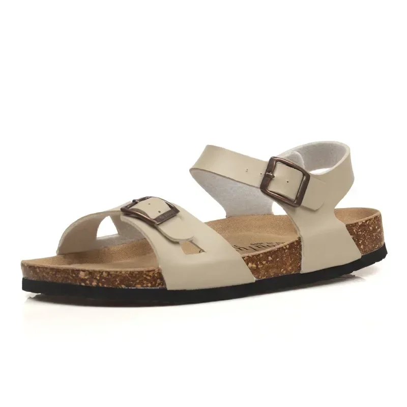 2024 New Summer Beach Cork Sandals Casual Women Outside Non-slip Double Buckle Sandalias Shoe