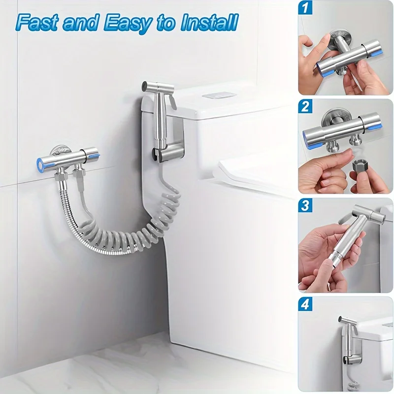 

7-piece set of 304 stainless steel toilet companion, used for cleaning diapers and pet showers, flushing toilets