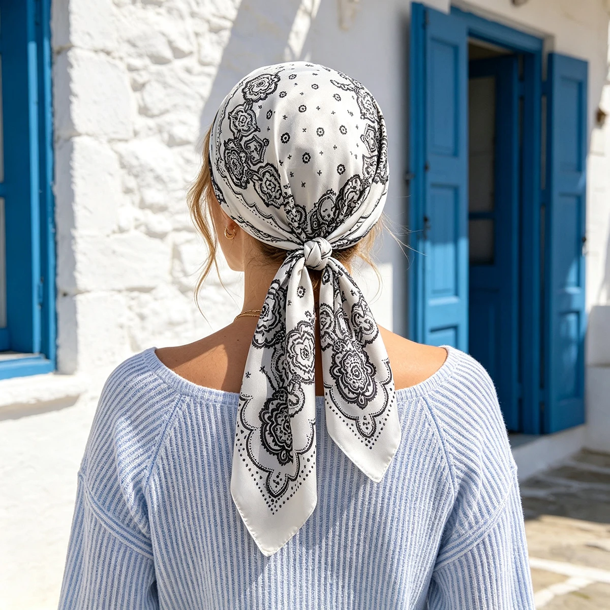 Paisley Print Scarf Female Hijab Bandana Handkerchief Scarves Woman Headscarf Square Soft Lightweight Stylish Travel Gift