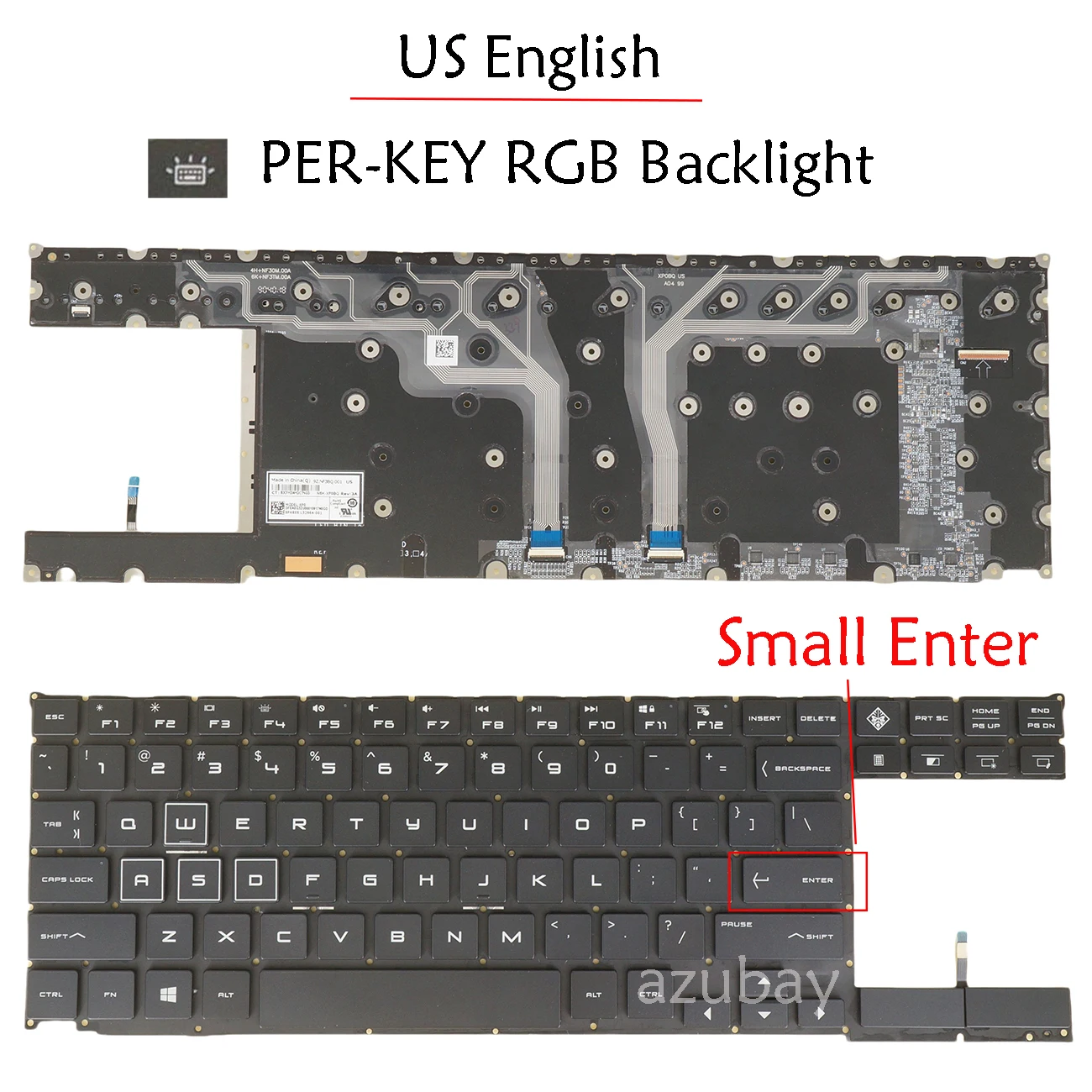 

US Keyboard For HP OMEN X 2S 15-dg 15- dg0005tx 15t-dg0000 L52964-001 9Z.NF3BQ.001 US NSK-XP0BQ XP0, Per-Key RGB Backlit Pulled