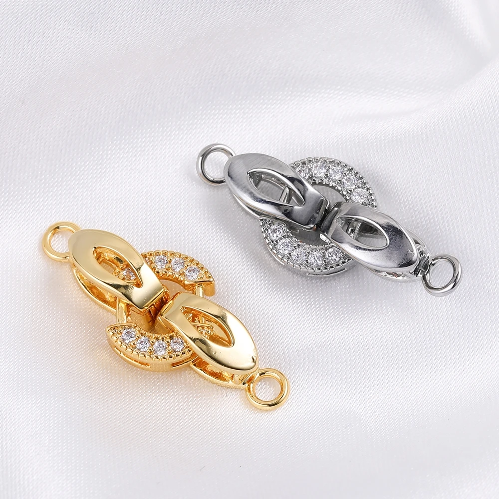 Juya 2 Teile/los 18K Überzogene Stecker Verschluss Verschluss Verschluss Verschlüsse Zubehör Für DIY Frauen Luxus Perlen Perlen Schmuck Machen – Detail 4