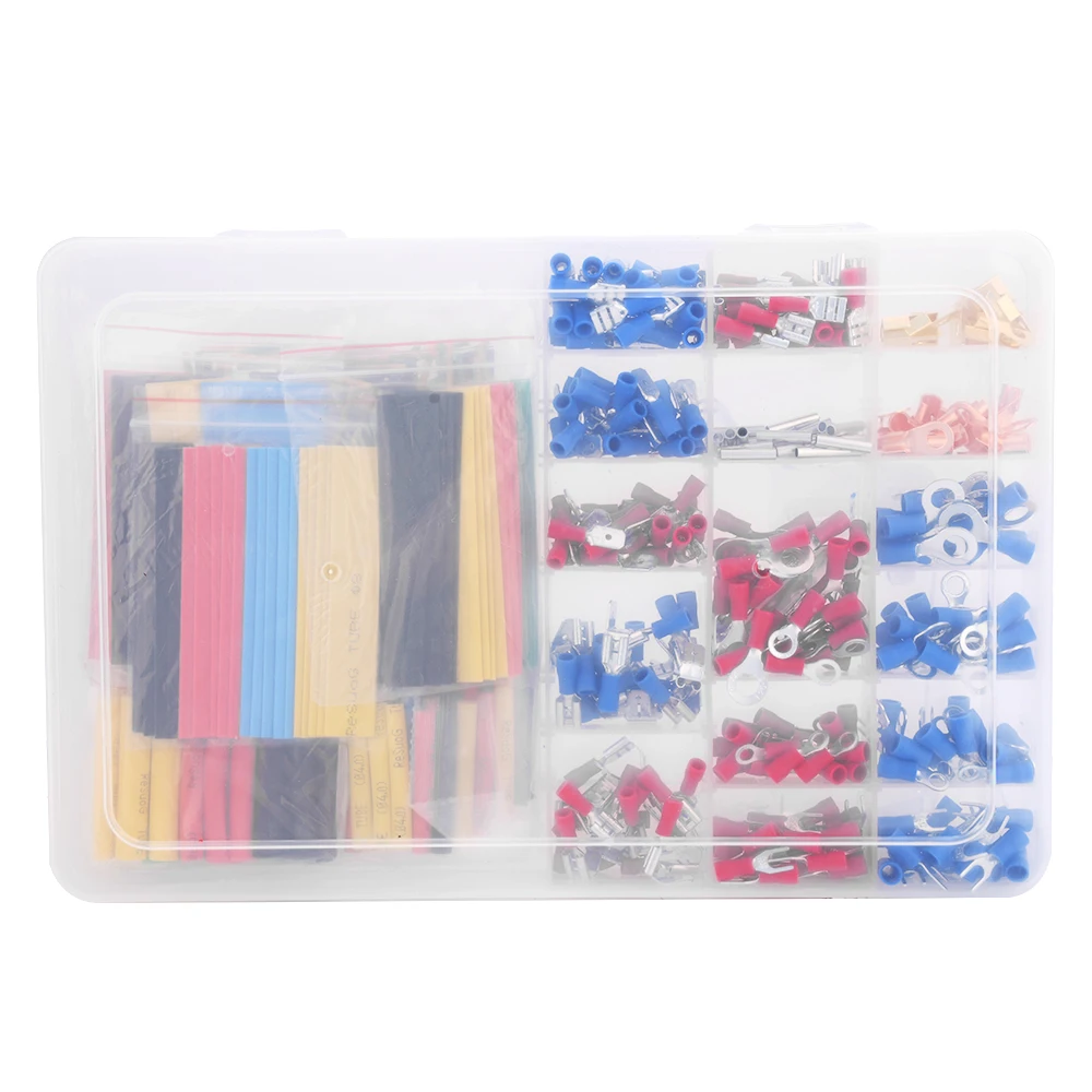 678PCS Heat Shrink Tubing Sleeve Kit Automotive Wire Terminals Insulated Crimp Connectors Spade Set Kit with Pliers