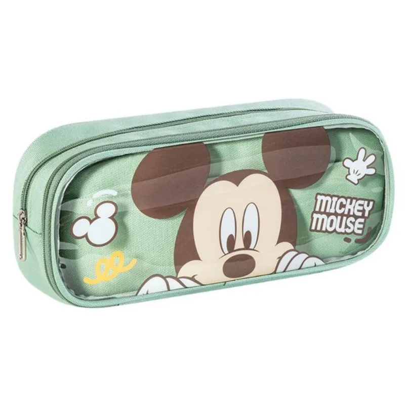 

New the Disney Stitch Pens Bag Double Transparent Stationery Box Cartoon Larges Capacity Pencil Case Storage Bags Student School