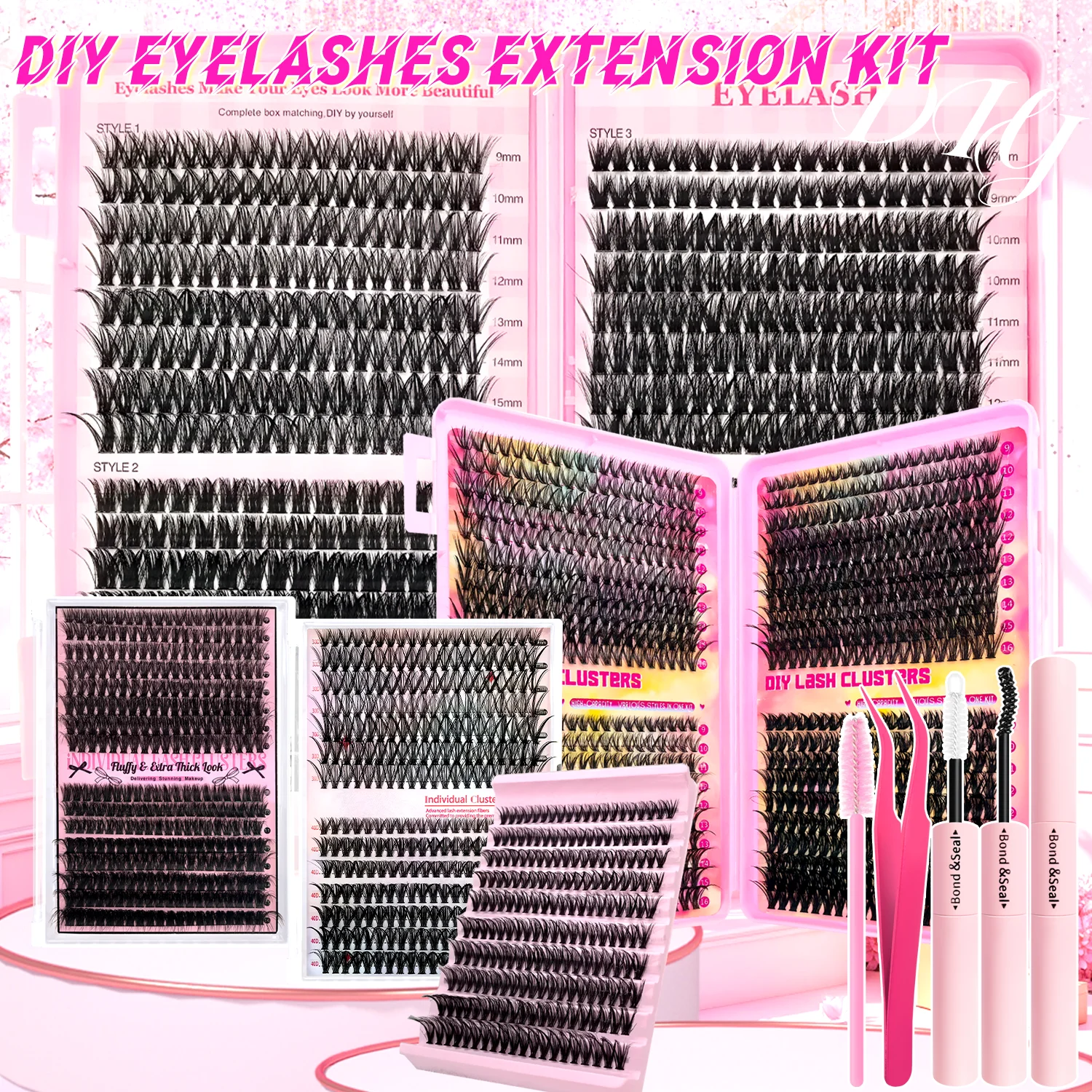200/280/320/640/800 Stück Natürliche Volumen-Wimpernbüschel-Sets, Große Kapazität, Leichte, Weiche Wimpernbündel mit Werkzeugen