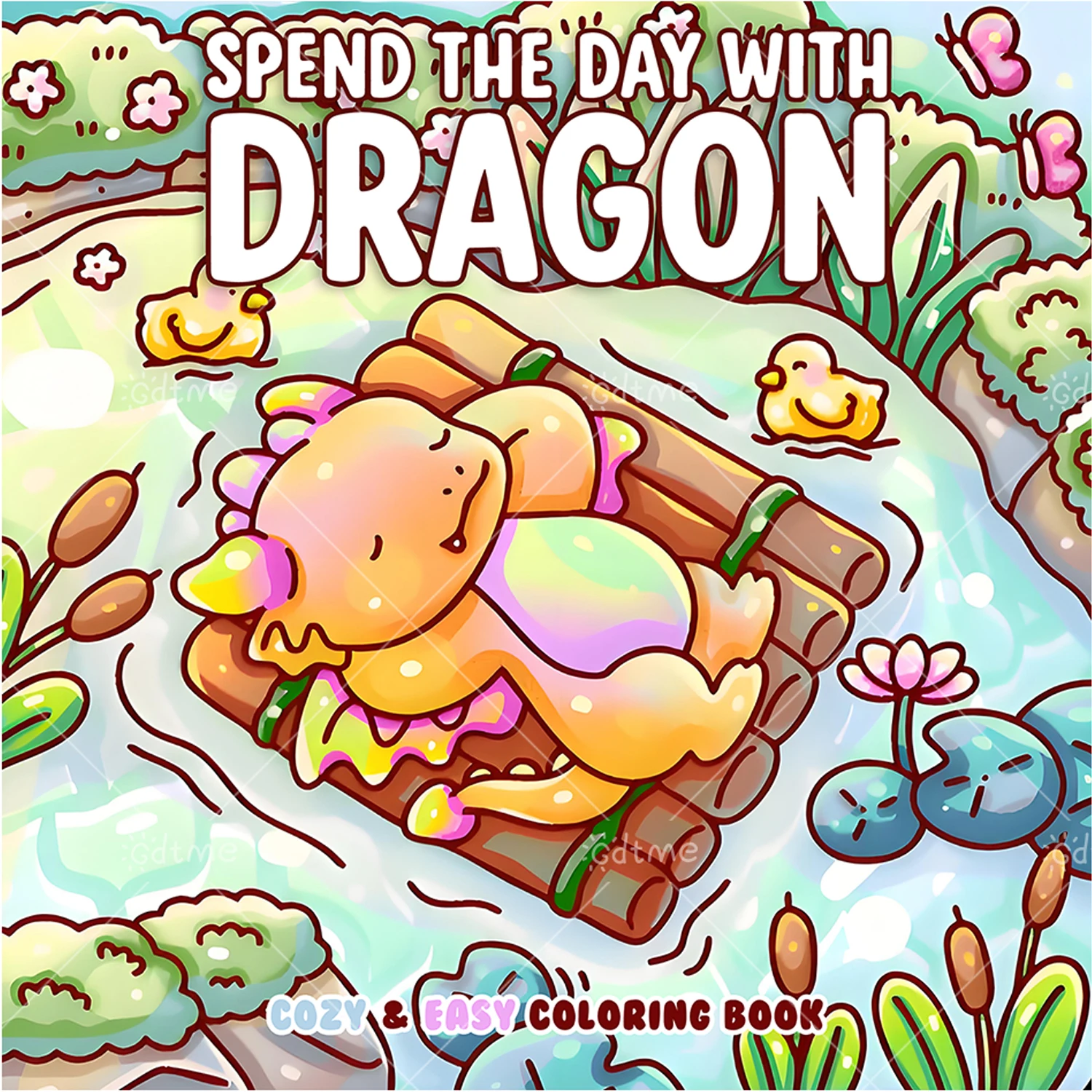 SPEND THE DAY WITH DRAGON Coloring Book for Adult Relieve Stress Kill Time DIY Painting Drawing Book