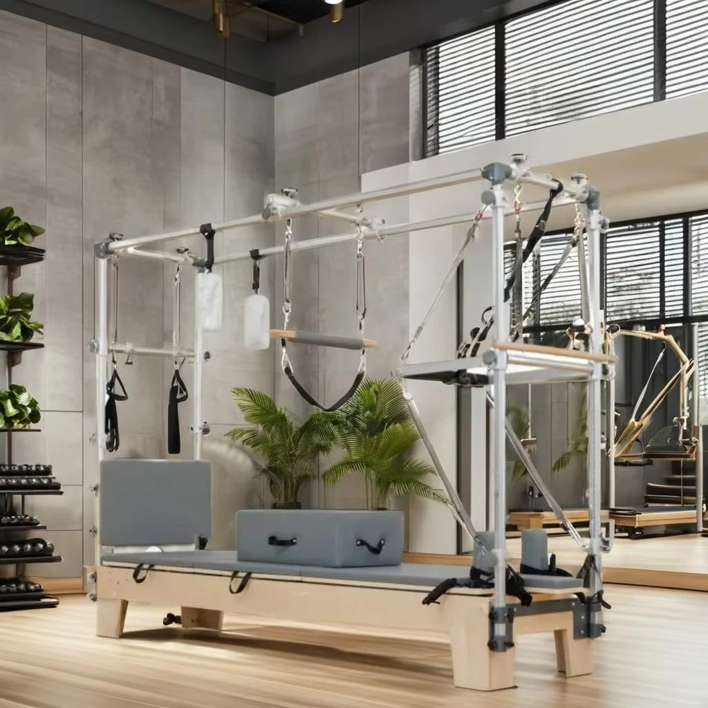 3 في 1 آلة استوديو التدريب الأساسية المنزلية بيلاتيس المصلح آلة الاستوديو مزيج السرير مع معدات برج بيلاتيس