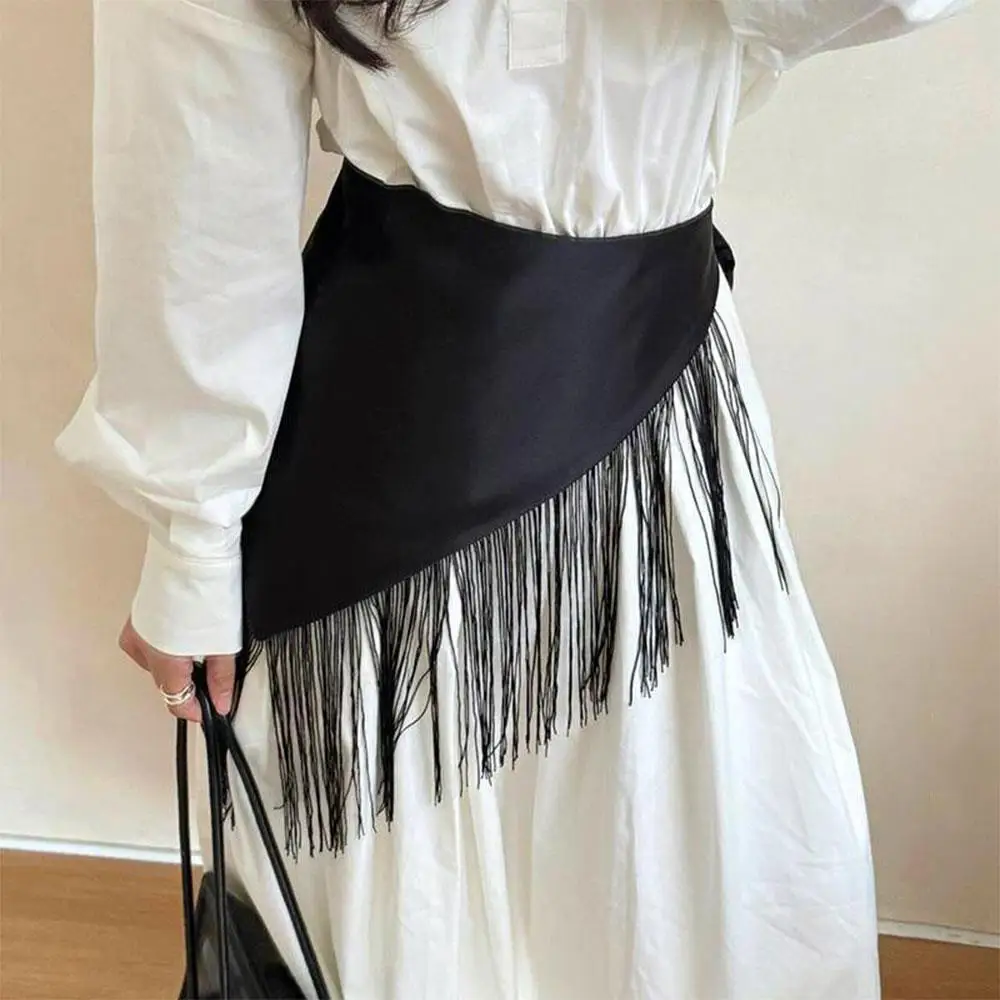 

Women's Elegant Waistband Tassel Wide Waist Belt Fashion Triangle Tassel Corset Belt Shirt Dress Coat Decor Accessories