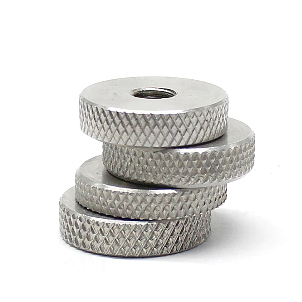 Hongtu M3-M8 SUS304 A2 Stainless Steel Flat Knurled Nuts - Enlarged Flat Head Mesh Knurling Adjusting Hand Nuts