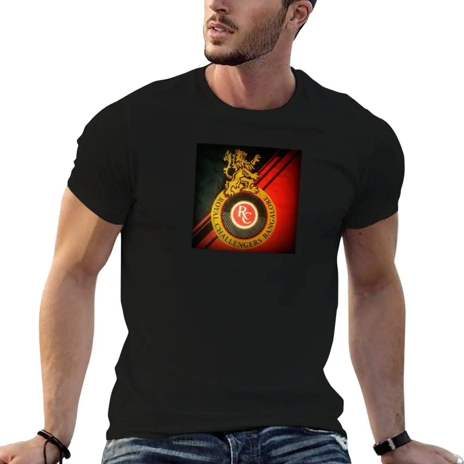 

RCB Royal Challengers Bangalore ipl cricket T-Shirt black cotton t-shirt plain for man package cotton tshirt 100% T-Shirt