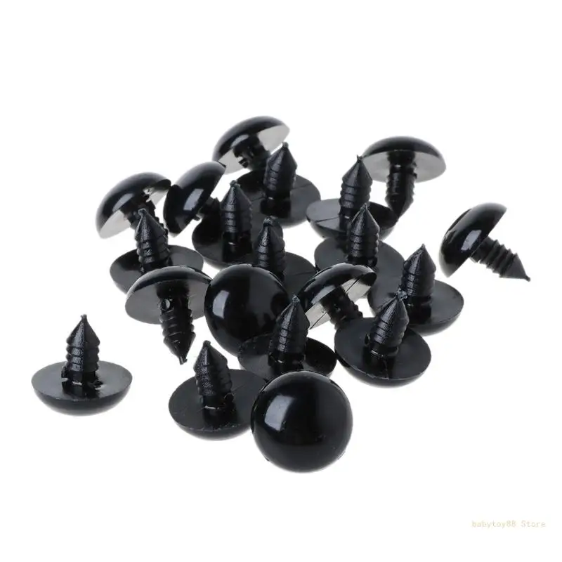 Y4UD 20pcs 6-20mm Black Plastic Safety Eyes For Teddy