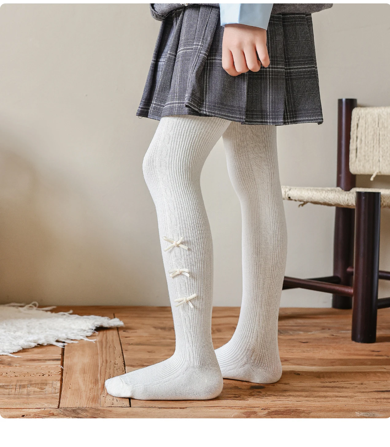 Kleinkind Mädchen Strumpfhosen Niedliche Schleife Mädchen Strumpfhosen Kinder Frühling Herbst Zopfmuster Prinzessin Kinder Leggings für Mädchen – Detail 4