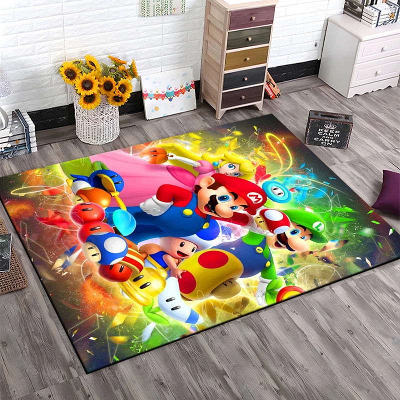 3D Cartoon M-Mario-Bros Game HD Rug Large Carpet Area for Living Room Kid Bedroom Sofa Kitchen Decorate Child Non-slip Floor Mat